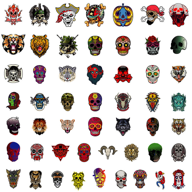 50 Pcs Skull Graffiti Stickers | Gthic.com