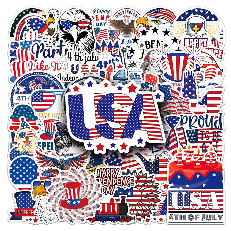 50Pcs American Flag Design Independence Day Sticker | Gthic.com