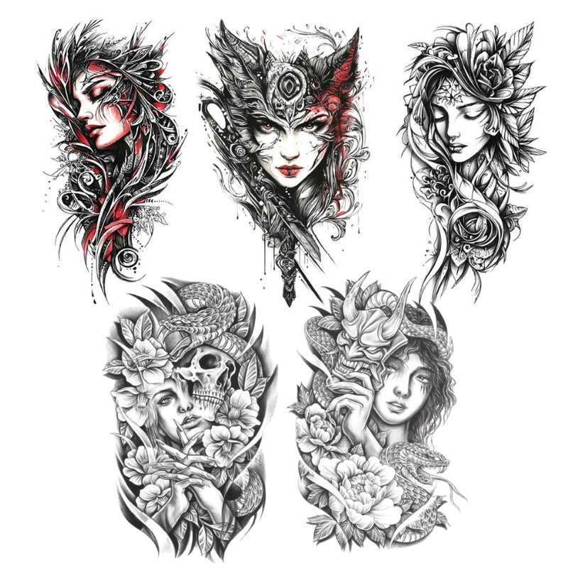5 Pcs Gothic Witch Temporary Tattoo Stickers 01 | Gthic.com