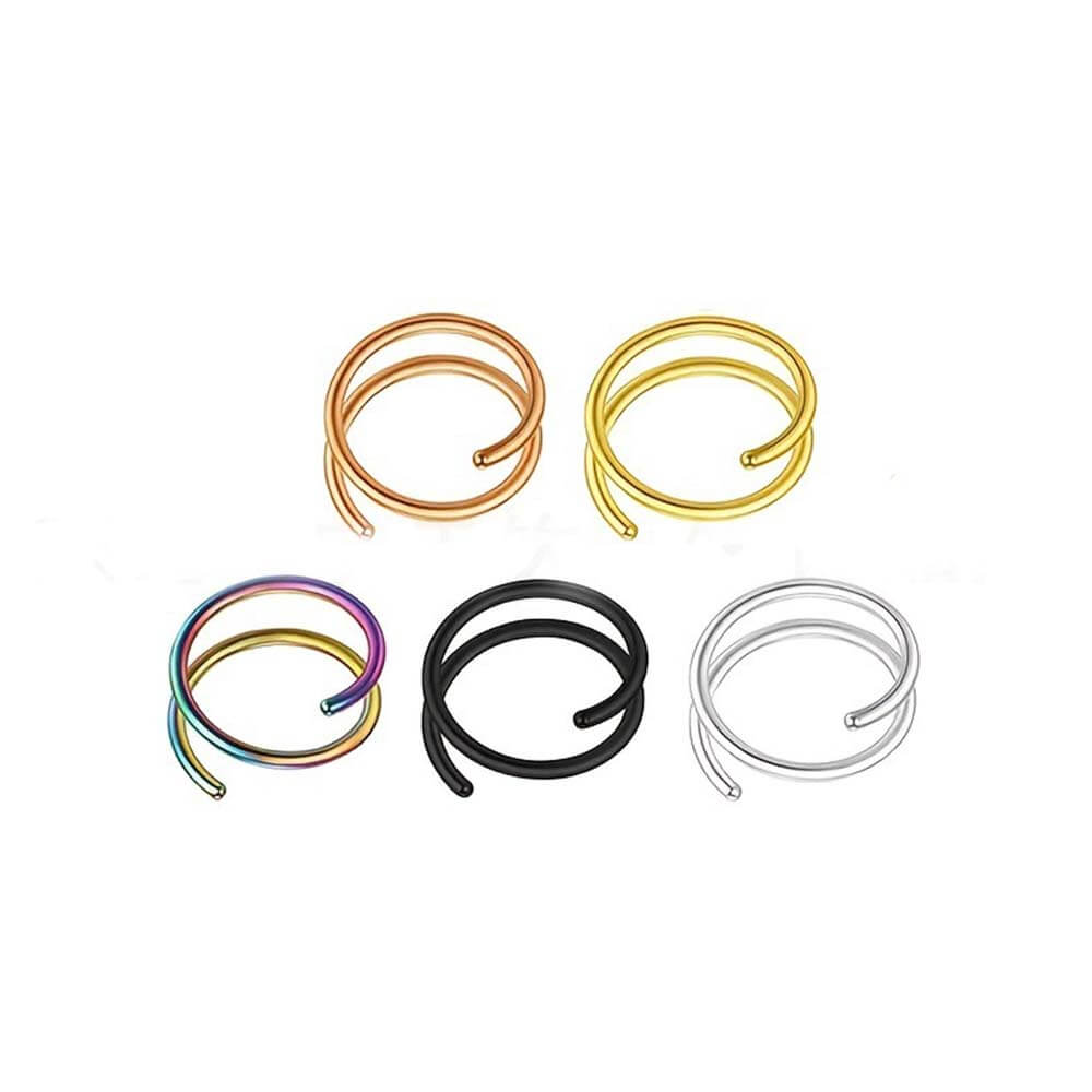 5 Pcs Simple Double Spring Stainless Steel Nose Ring Set