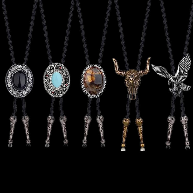 5 Pieces Western Cowboy Gemstone Alloy Bolo Tie | Gthic.com