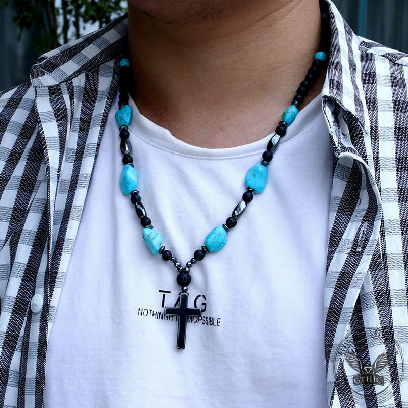 60 cm Turquoise Bead Necklace | Gthic.com