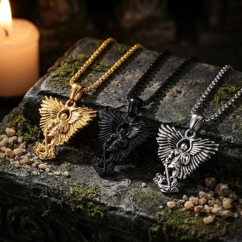 Vintage Archangel Saint Michael Stainless Steel Pendant | Gthic.com