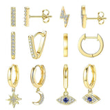 6 Pairs Gold Evil Eye Stainless Steel Earrings