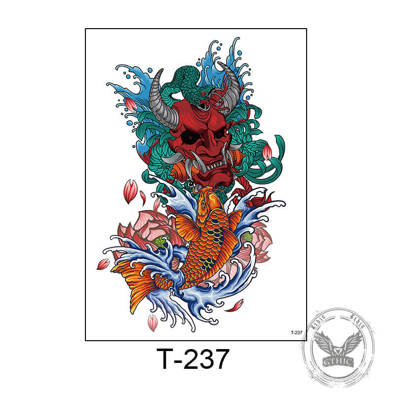 6 Pcs Japanese Helmet Samurai Temporary Tattoo Stickers