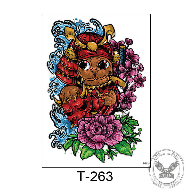 6 Pcs Japanese Helmet Samurai Temporary Tattoo Stickers | Gthic.com