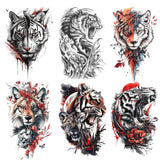 6 Pcs Roaring Tiger Temporary Tattoo Stickers 01 | Gthic.com