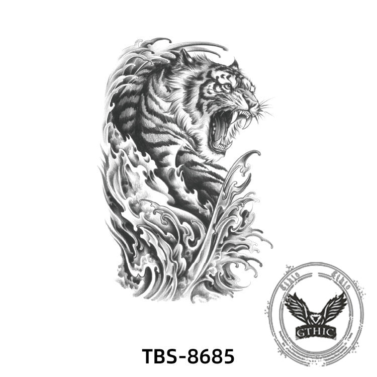 6 Pcs Roaring Tiger Temporary Tattoo Stickers 03 | Gthic.com