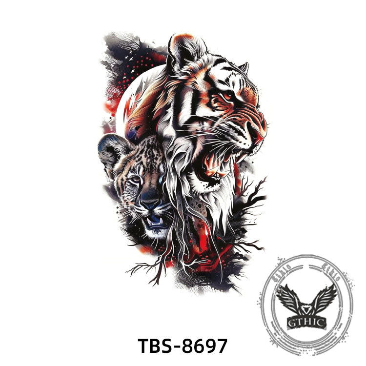 6 Pcs Roaring Tiger Temporary Tattoo Stickers