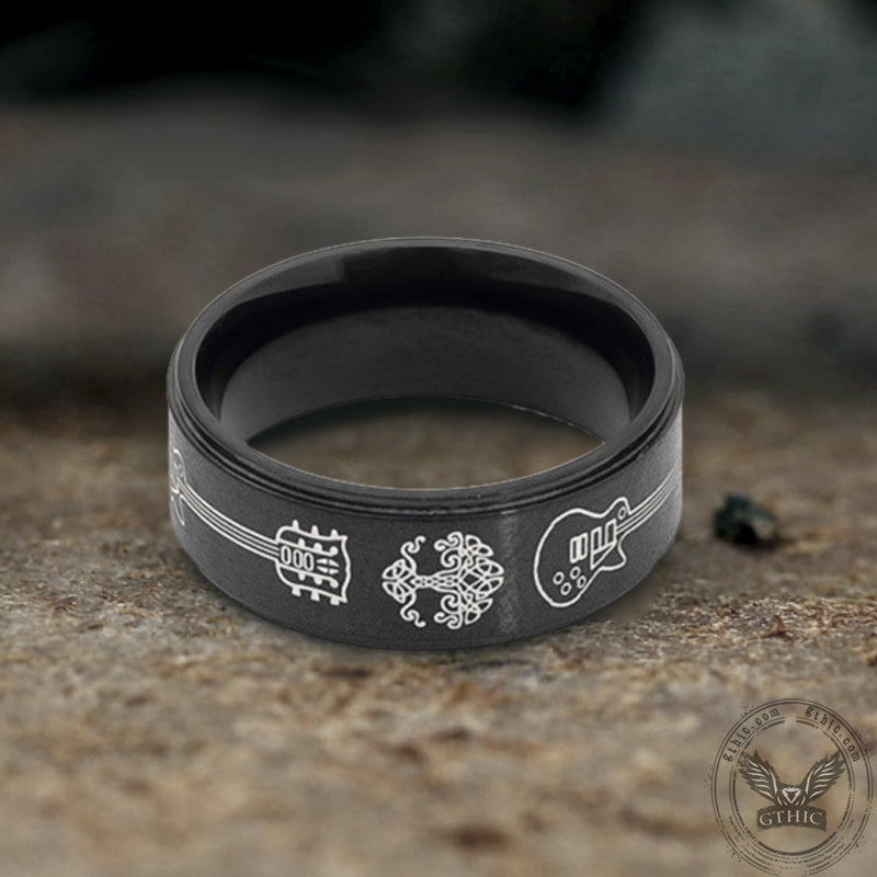 Viking Tree of Life Guitar Stainless Steel Spinner Ring