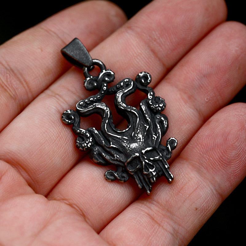 Kraken Octopus Stainless Steel Skull Pendant