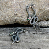 Pendientes de acero inoxidable con forma de serpiente enrollada
