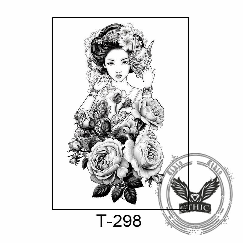 7 Pcs Animal Skull Geisha Temporary Tattoo Stickers