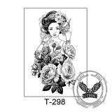 7 Pcs Animal Skull Geisha Temporary Tattoo Stickers