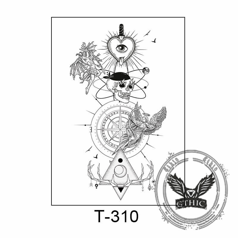 7 Pcs Mysterious Compass Temporary Tattoo Stickers