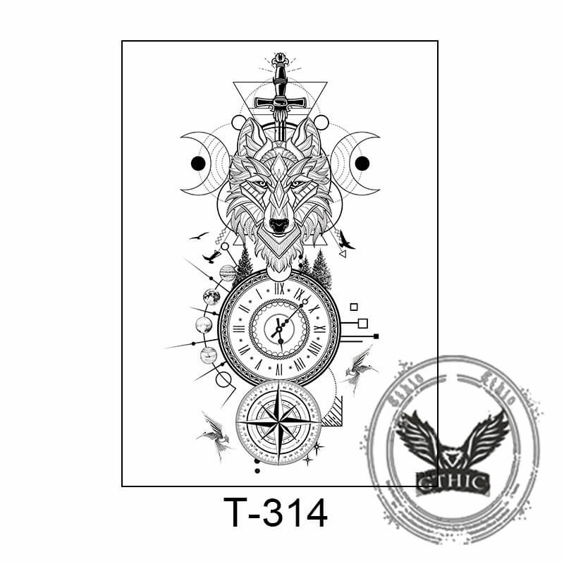 7 Pcs Mysterious Compass Temporary Tattoo Stickers