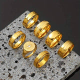 7pcs Simple Gold Demon Eye Versatile Stainless Steel Ring Set | Gthic.com