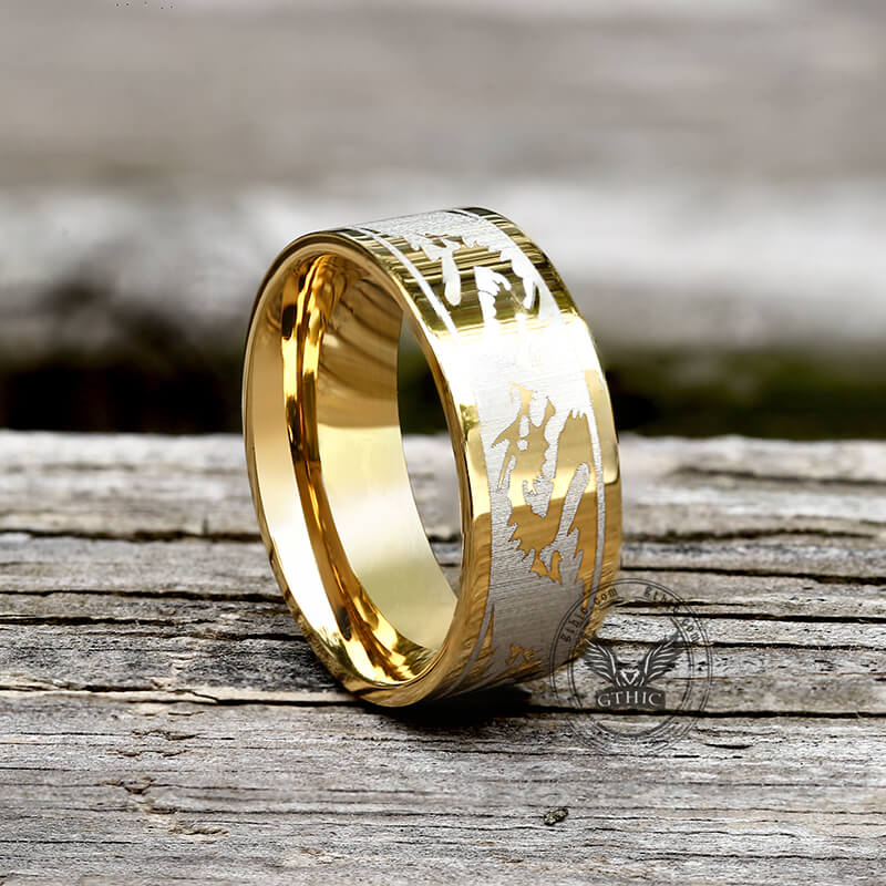 8 mm Dragon Shadow Stainless Steel Ring | Gthic.com
