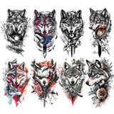 8 Pcs Fierce Wolf Temporary Tattoo Stickers 01 | Gthic.com