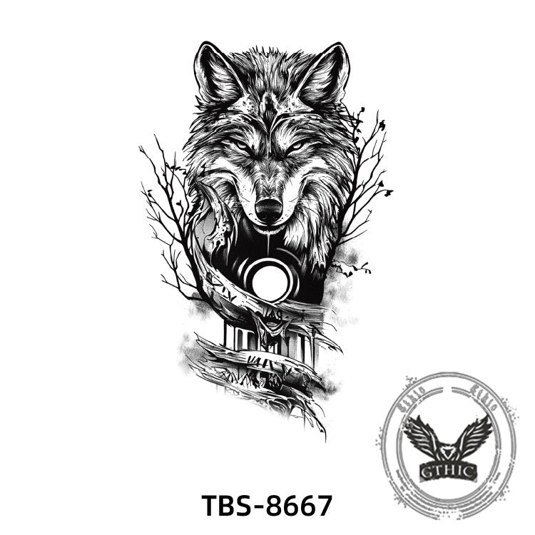 8 Pcs Fierce Wolf Temporary Tattoo Stickers 02 | Gthic.com