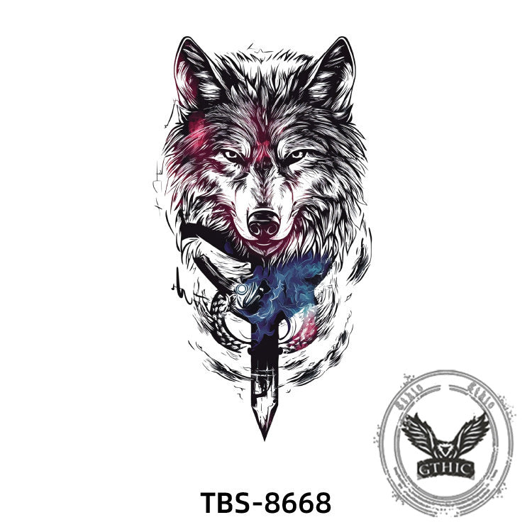 8 Pcs Fierce Wolf Temporary Tattoo Stickers 03 | Gthic.com