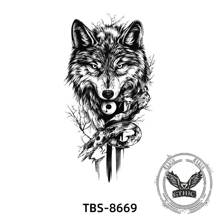 8 Pcs Fierce Wolf Temporary Tattoo Stickers