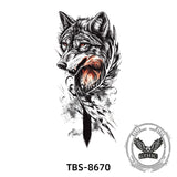 8 Pcs Fierce Wolf Temporary Tattoo Stickers