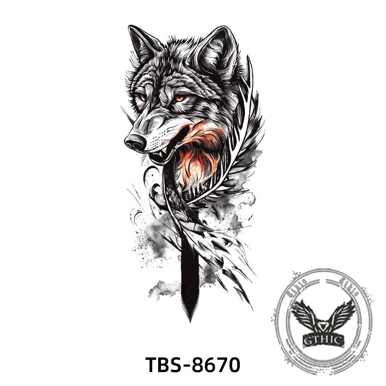 8 Pcs Fierce Wolf Temporary Tattoo Stickers