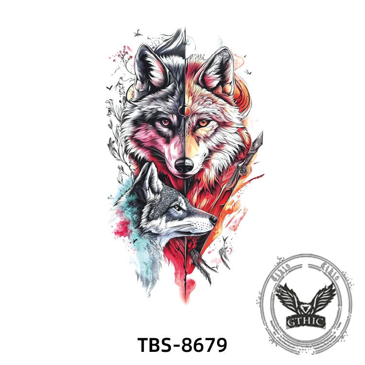 8 Pcs Fierce Wolf Temporary Tattoo Stickers
