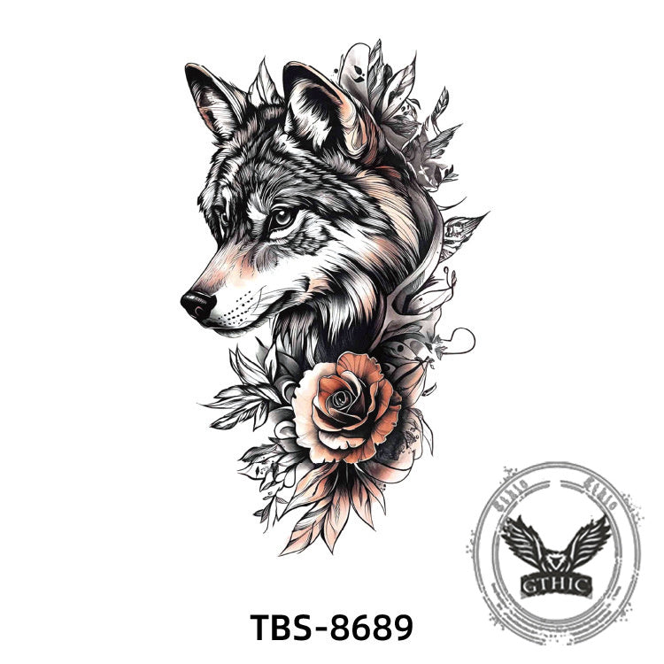 8 Pcs Fierce Wolf Temporary Tattoo Stickers