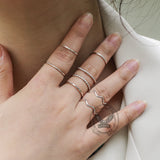 8 Pieces Stainless Steel Minimalist Ring Set | Gthic.com