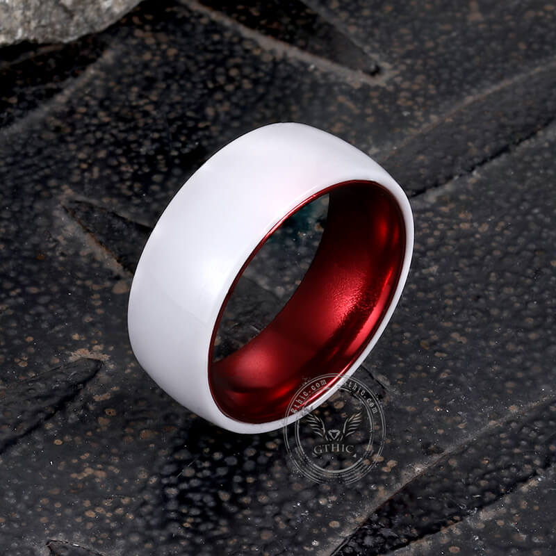 8mm Simple White Ceramic Band Ring | Gthic.com