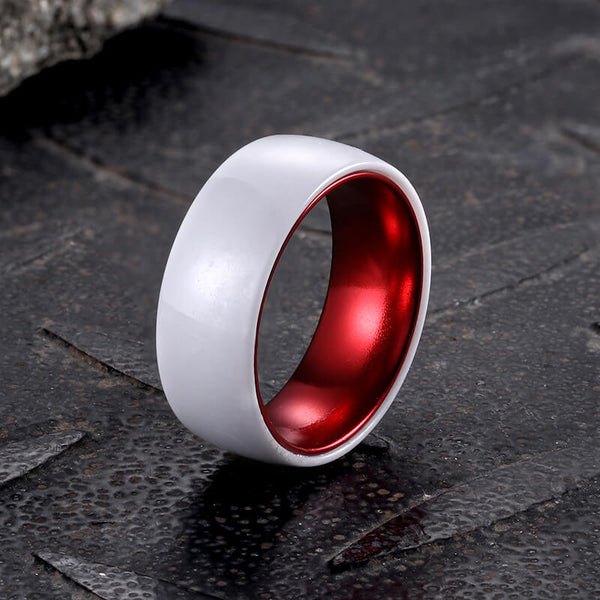 8mm Simple White Ceramic Band Ring | Gthic.com