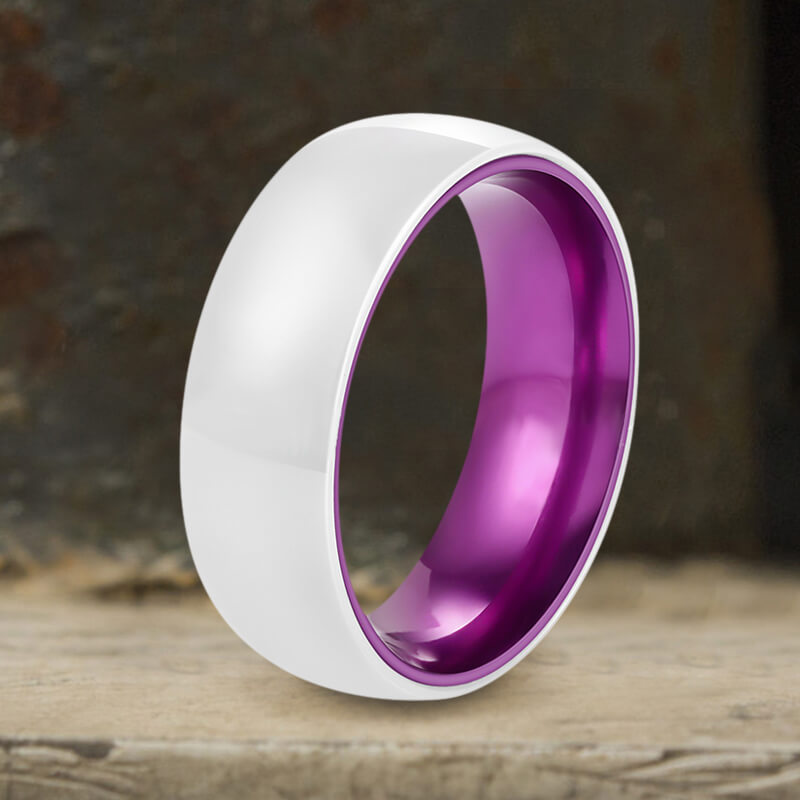 8mm Simple White Ceramic Band Ring | Gthic.com