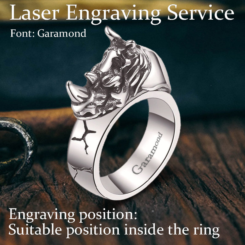 Punk Wild Rhino Stainless Steel Ring
