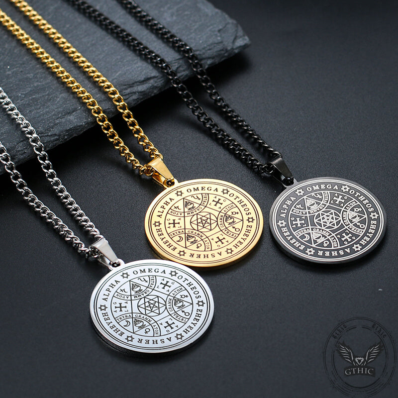 Hex Rune Chain Enochian Rune Hexagram Stainless Steel Pendant – GTHIC