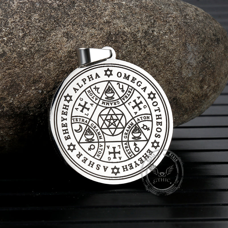 Enochian Rune Hexagram Stainless Steel Pendant