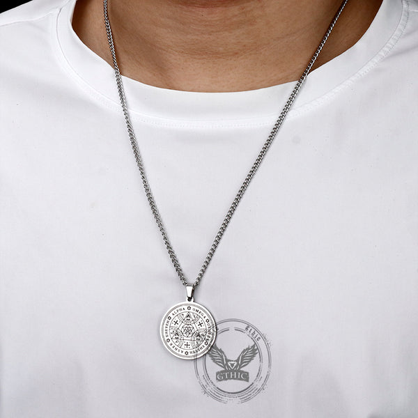 Enochian Rune Hexagram Stainless Steel Pendant