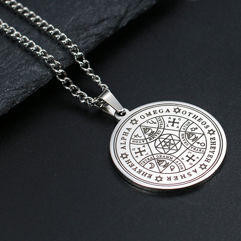 Enochian Rune Hexagram Stainless Steel Pendant | Gthic.com