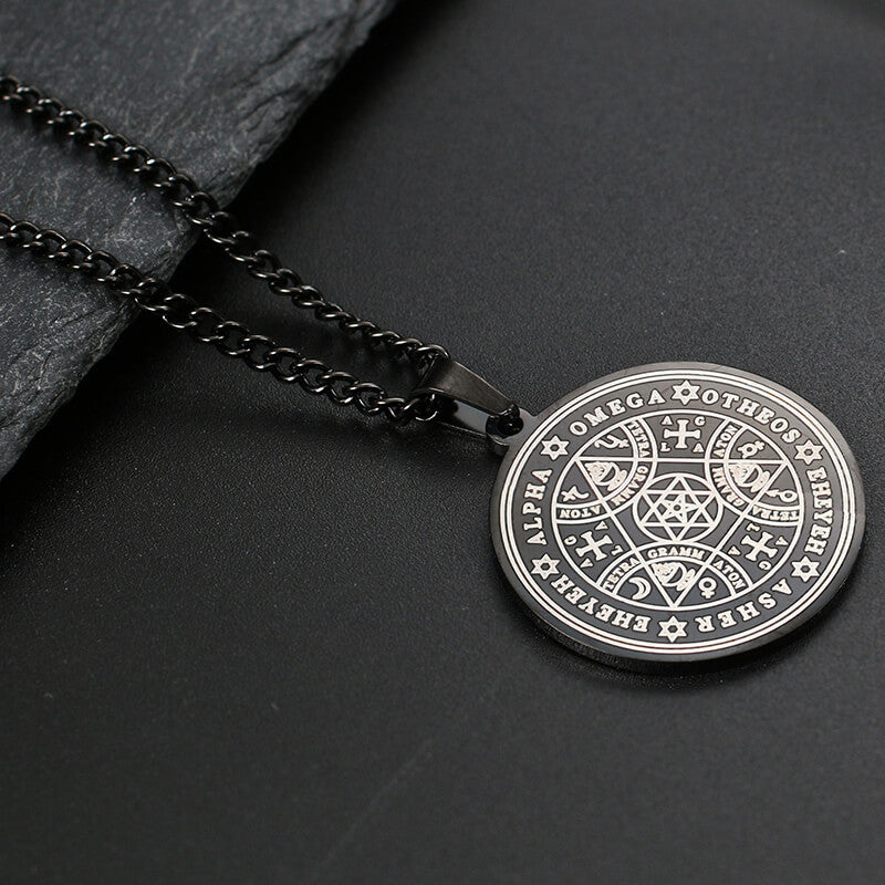 Enochian Rune Hexagram Stainless Steel Pendant | Gthic.com