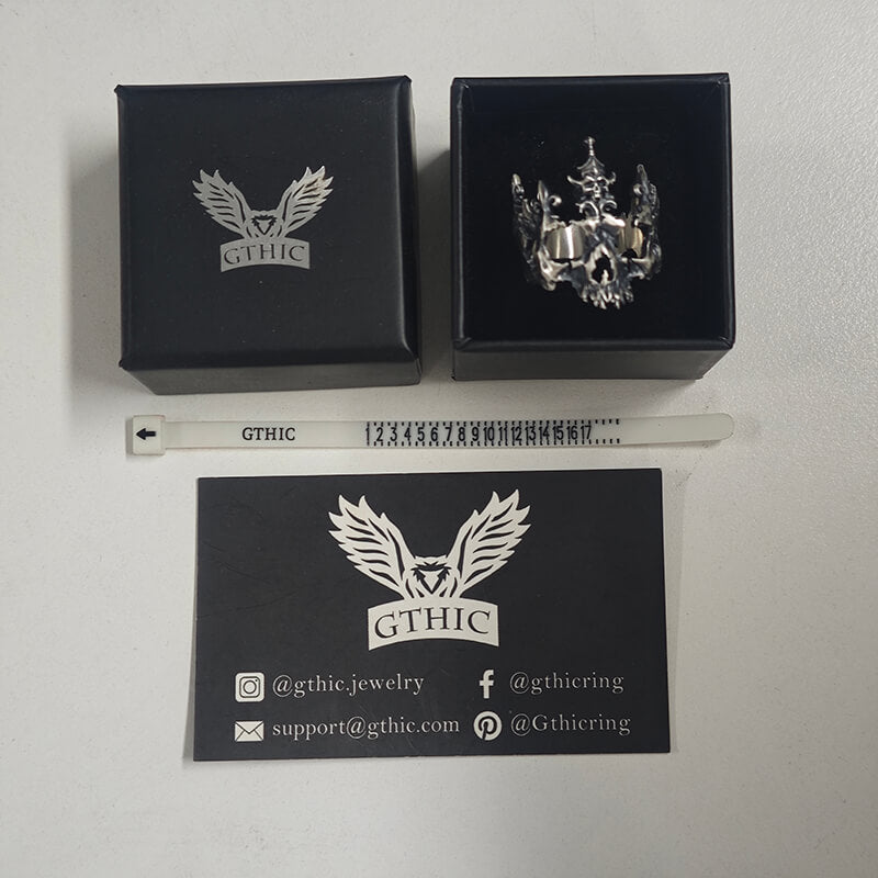 Punk Broken Skull Head Sterling Silver Ring