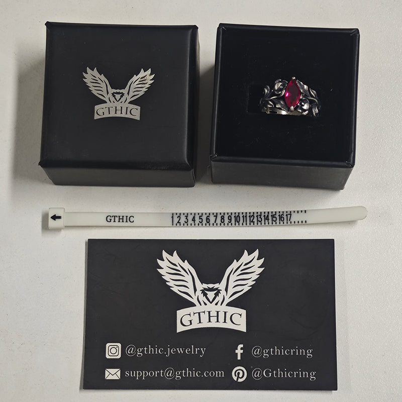 Night Rose Gemstone Sterling Silver Ring