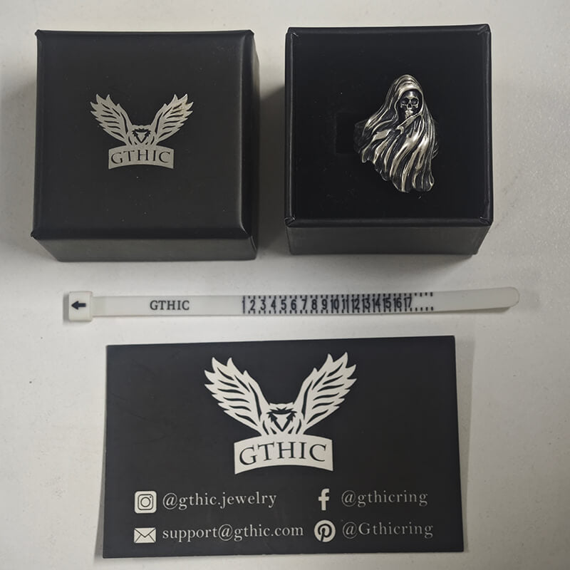 Gothic Cape Skull Sterling Silver Ring