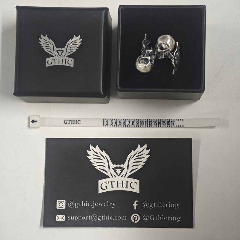 Gothic Love Kiss Sterling Silver Skull Ring