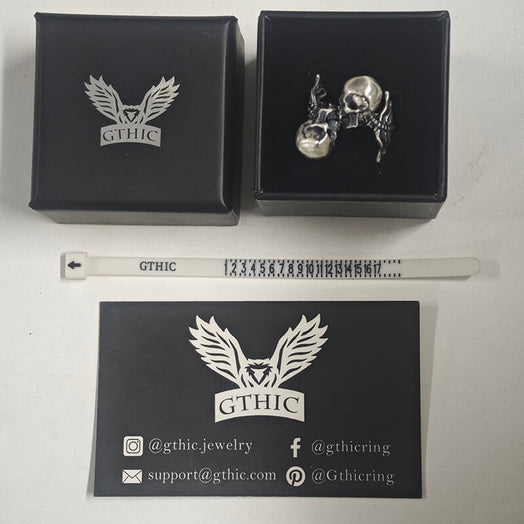 Gothic Love Kiss Sterling Silver Skull Ring
