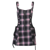 Plaid Zipper Polyester Cami Dress | Gthic.com