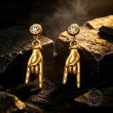 Punk Gem Hand Gesture Stainless Steel Drop Earrings