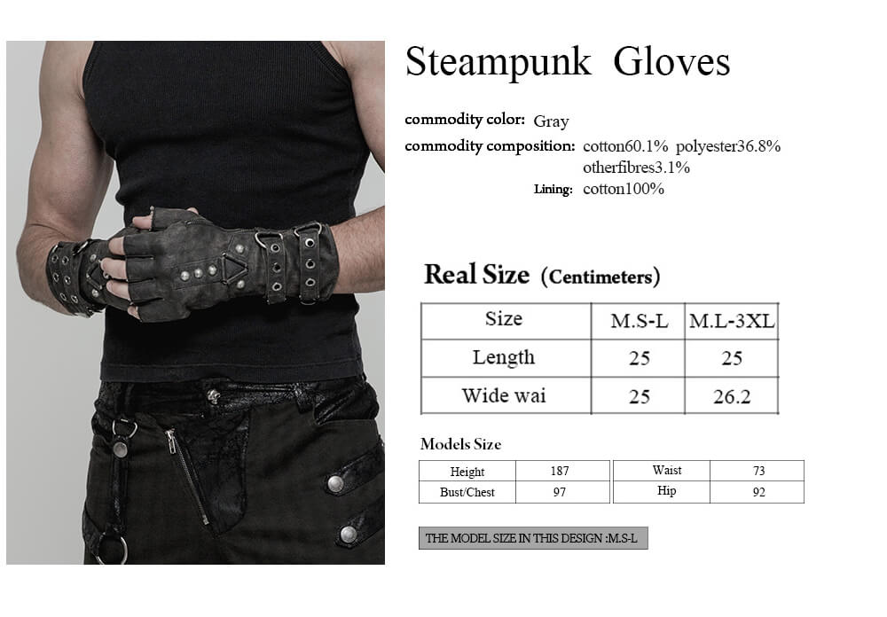 Guantes Steampunk vintage de medio dedo