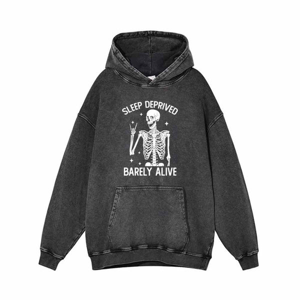 Sleep Deprived Barely Alive Vintage Washed Hoodie 01 | Gthic.com