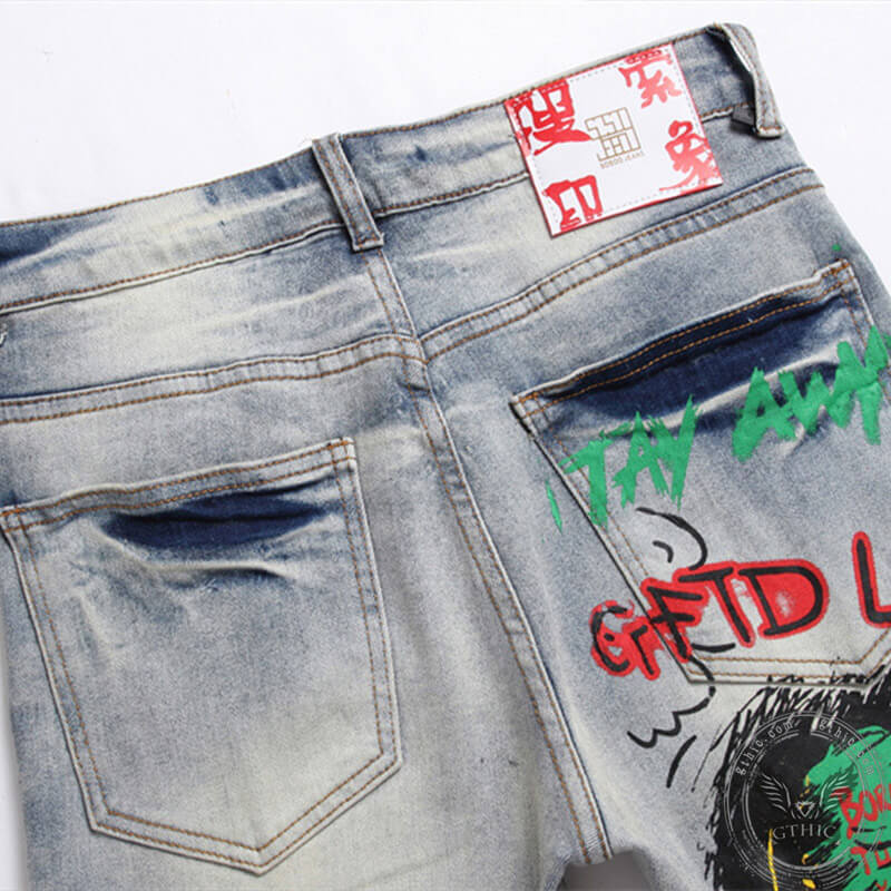 Stylish Flame Cotton Skull Pants